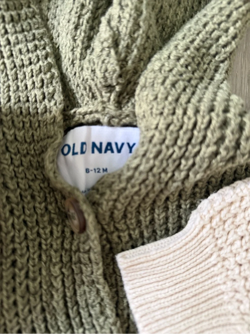 Old Navy Kids Hooded Knit Cardigans - Olive & Cream